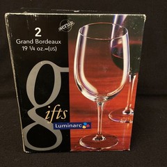 Vtg Luminarc Grand Bordeaux Wine Glasses | Oversize Set of 2 | Made In France