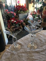Libbey Omega Optic Stem Martini Margarita Glasses Open Loop 6 oz Set of 3