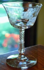 Vintage Set 3 ROCK SHARPE Liquor Cocktail Glasses ‘BLOSSOMS’ Stem 3007 Floral 5″