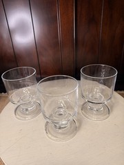 MCM Crystal Short Wine Water Glasses Thick Stem Set Of 3 Vintage 4.5”