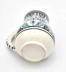 Hand Painted Folk Art Pot Belly Ceramic Mug – Geometric Mediterranean Style