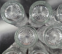 8) Libbey Hobstar Highball Glasses Set Clear Star Emboss Etch Heavy Tumblers Lot