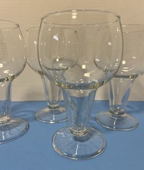 Mid-Century Anchor Hocking Set of 4 Clear Glass Hollow Stem Beer Barware 6.75”H