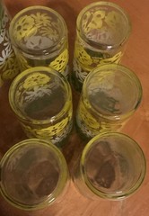 Vtg 1960s M CENTURY Pitcher Set Of 6 Glasses N. Stalcup Ombre Floral Butterfly