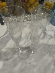 2 Vintage Franklin Mint Snow Dove Crystal Champagne Glass from House of Faberge