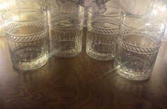 (4) Imperial Crystal Glass Ohio Exeter Old Fashioned Vtg Clear Cut Bar Set