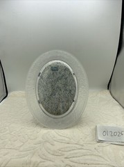 J.G. Durand Flora Crystal Frosted Glass Etched Oval Frame France 1990s 5X7