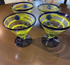 Kosta Boda Royal Caribbean Hand Blown Martini/Margarita/Dessert Glasses~Set of 4