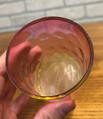 Scarce Antique Hobbs Inverted Thumbprint Amberina / Rubina Verde Glass Tumbler
