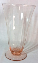 Vintage Central Glass Work #43 Pink Glass Footed Tumbler Vase Optic Fluted