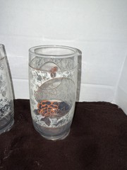 3 Anchor Hocking Vtg Drinking Glasses Butterflies Roses Frosted