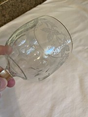 Vintage Indiana Glass Bartlett & Collins White Grape/Leaf Gold Rim Water Goblet