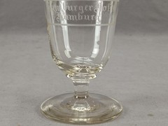 Antique German Engraved Hamburger Hof in Hamburg Flint Ale Glass C. 1883-1890s