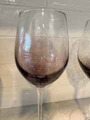 2 Pier 1 Purple Crackle Glass White Wine Glasses 8 7/8″