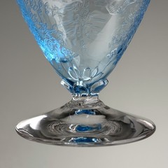 Set of 7 Fostoria June Blue 3 3/4″ Footed Cocktail Glasses #5098 Etched Glass