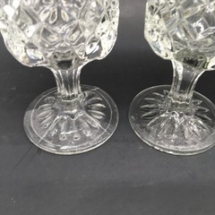 Set of 4 Wexford Anchor Hocking Water 6 5/8” Goblet Diamond Cut Stemmed Vtg