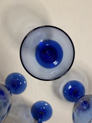 Sale Vintage Libbey Cobalt Blue Wine/Water Glasses Set Of 4 Teardrop