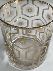 Set of 4 Rosanna Art Deco Double Old Fashioned Gilded Gold Glasses