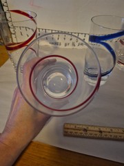 3 Red & 1 Blue Pier 1 Tumblers Glasses Swirline Retired Barware Beer Water