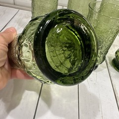 Vintage Anchor Hocking Green Rain Flower Set Of 6 MCM 5 1/2” Iced Tea Tumblers