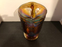 Colony Harvest Carnival Amber Glass Pedestal 64 Oz Footed Pitcher