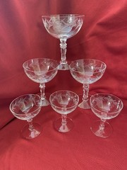 Fostoria Holly Clear Crystal Champagne/Tall Sherbet Glasses Set Of 6 Retired