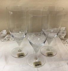 (3) Miller Rogaska Crystal Reed Barton Laura Iced Tea Glass Frosted Floral Stem