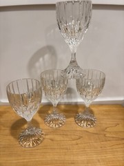 Vtg Set 4 Mikasa Park Lane 6 3/8″ Wine Water Full Lead Crystal Glasses W Germany