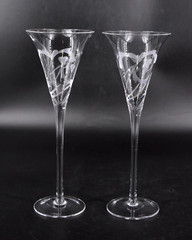 Marquis by Waterford YOURS TRULY Etched Crystal (2)Champagne Flutes w/Box 11.25″
