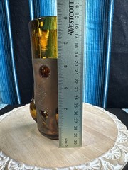 VTG MCM Felipe Derflingher Caged Art Glass Brutalist Highball Tumbler Amber-Rare