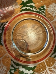 Vintage Winter Scene Old Fashioned Glasses Snow Trees Red Stripe 11oz Set of 2