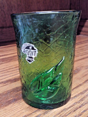 Rare Bonita Art Glass Tumbler MCM Crackle Glass w/3-D Leaf One-Replacement J14