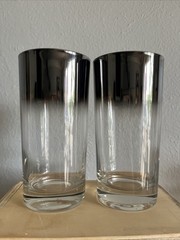Pair of Ombré MCM Highball Collins Glasses Smoke Glass Barware