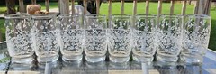 Anchor Hocking Triguba Eight 8 Glass Tumbler Flowers 5”H Vintage Christmas Gift