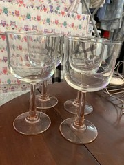 Vintage Pink Stem Wine / Water Goblets