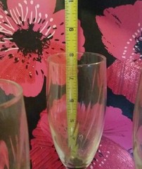 Set of 4 Champagne Flutes Glasses Clear Tops with Black Stems