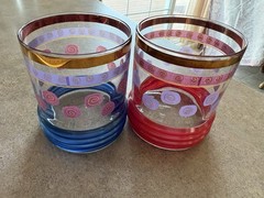 Vntg SAKURA SANGO SUE ZIPKIN Rocks Whisky Glasses MCM Set Of 2