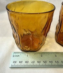 Vintage Seneca Driftwood Amber Wavy Flat Juice/Bar Glass Pair