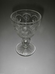 Bartlett-Collins St Genevieve Clear Wine Glass 4.75” Bullseye Cane Vtg Ball Stem
