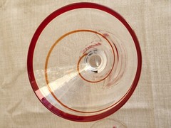 TGI Fridays Mexican Hand Blown Martini Glasses (2) Red Swirls 16 oz