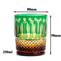 Whiskey Crystal Edo Kiriko Hand Cut To Clear Wiskey Wine Beer Glass 250ml Green