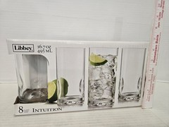 7 Vintage Libbey Intuition Thumb Dimple Drinking Glasses 16.7 oz. FREE SHIPPING