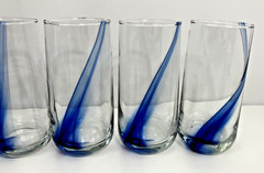 Set 6 Greenbrier Blue Ribbon Highball Drinking Glasses