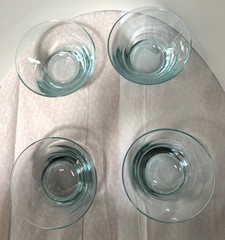 Libbey Vintage Saturn Optic Aqua Ripple Glasses 8 oz, 4.5 in Tall MCM 1950s