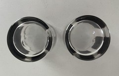 Vintage Set of 2 Telephone Lowball Glasses Retro Barware Tumblers Black Gold