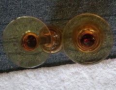 Vintage Set of 2 Handblown Amber Glass Wine Goblets 8.5″ MCM 12 Ounce EUC