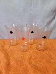 U•Vintage Pink Depression Glass Bridge Poker 4 Tumblers.