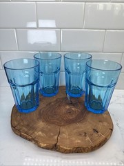 4-Ikea Pokal 21412 Turquoise Blue Tumblers 5 1/4” Made In Bulgaria