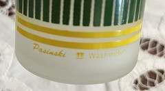 Set Of 4 MCM Pasinski Yellow And Green Frosted Glasses 6 3/4”