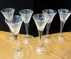VINTAGE SET OF 6 CRYSTAL LONG STEM SHOT CORDIAL LIQUEUR TRUMPET FLUT (EZS004401)